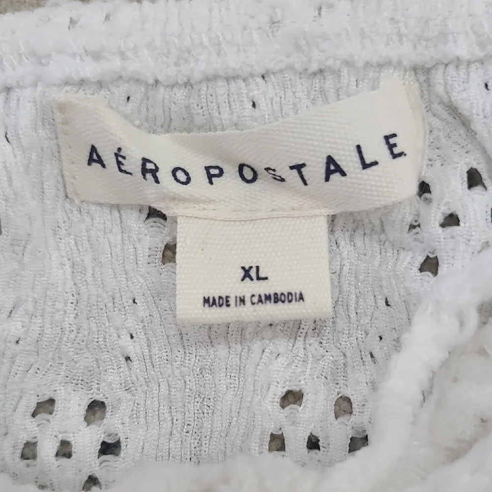 Aeropostale White Eyelet Ruffle Blouse